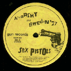 ANARCHY IN SWEDEN '77 BOOTLEG LP GUN RECORDS A-SIDE LABEL